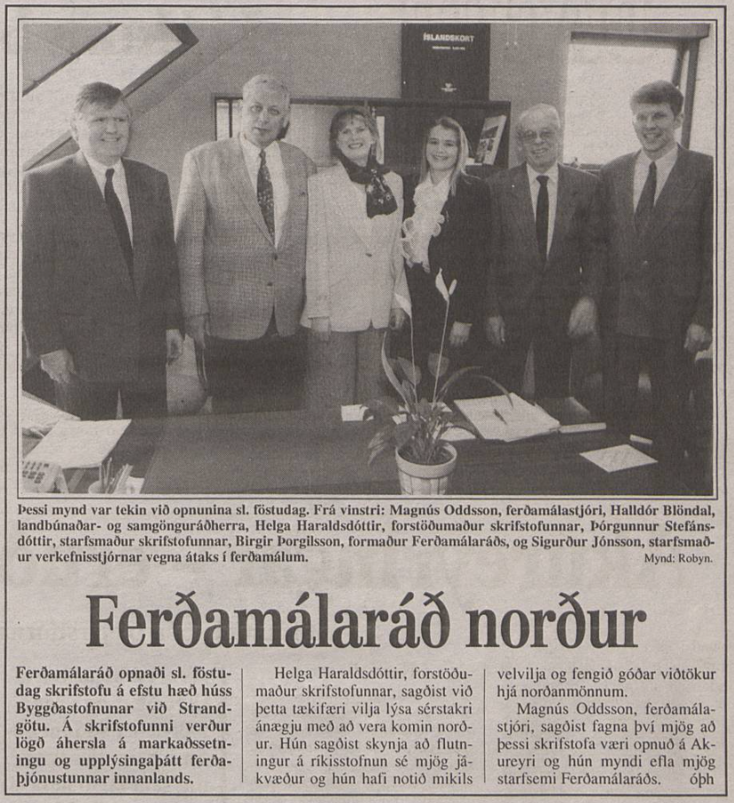Myndin og fréttin hér að ofan birtist í Dagblaðinu DEGI á Akureyri 12. apríl 1994 
í tilefni af opn…