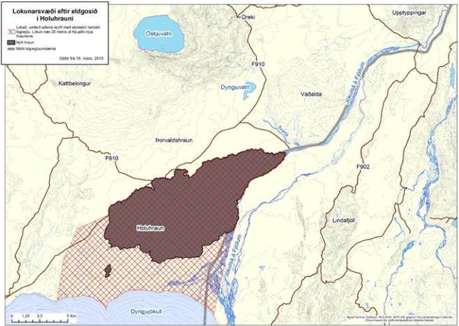 Kort Holuhraun 16 mars