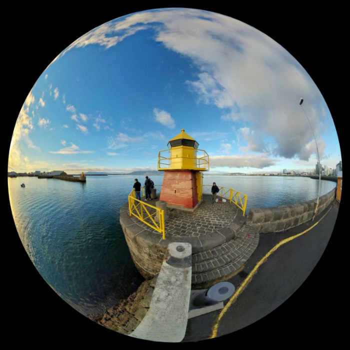 Viti séð í gegnum gler