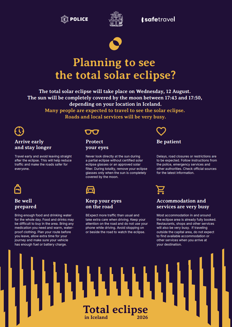 Total solar eclipse - Inportant information for visitors