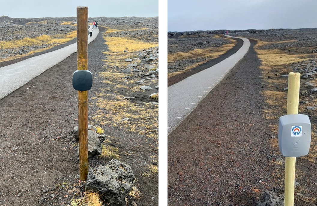 Hér má sjá annars vegar nýja teljarann (til vinstri) og hins vegar þann gamla á gönguleiðinni að Brú&hellip;