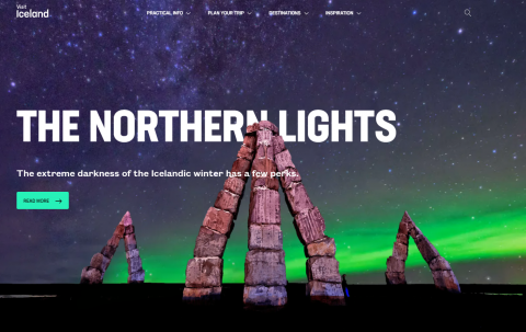 The new Visit Iceland frontpage