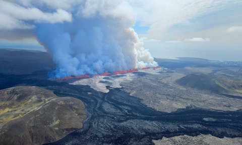 Image from file. This marks the eighth eruption in the ongoing volcanic series that began in December 2023 near Grindavík.  