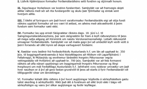 Hér má sjá afrit af fundargerð 1. fundar Ferðamálaráðs Íslands.