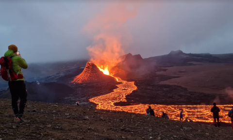 Talning Ferðamálastofu við gönguleiðina að gosinu sýnir að tæplega 87 þúsund hafa farið þar um. Mynd: Elías Bj. Gíslason