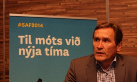 Grímur Sæmundsen á aðalfundi SAF í dag. Mynd af vef SAF.