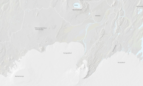 Dyngjujökull gengur út úr norðanverðum Vatnajökli og þar á m.a. Jökulsá á Fjöllum upptök sín.
