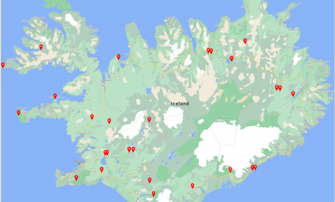 Hér má sjá þá 24 staði þar teljararnir eru eða verða staðsettir.